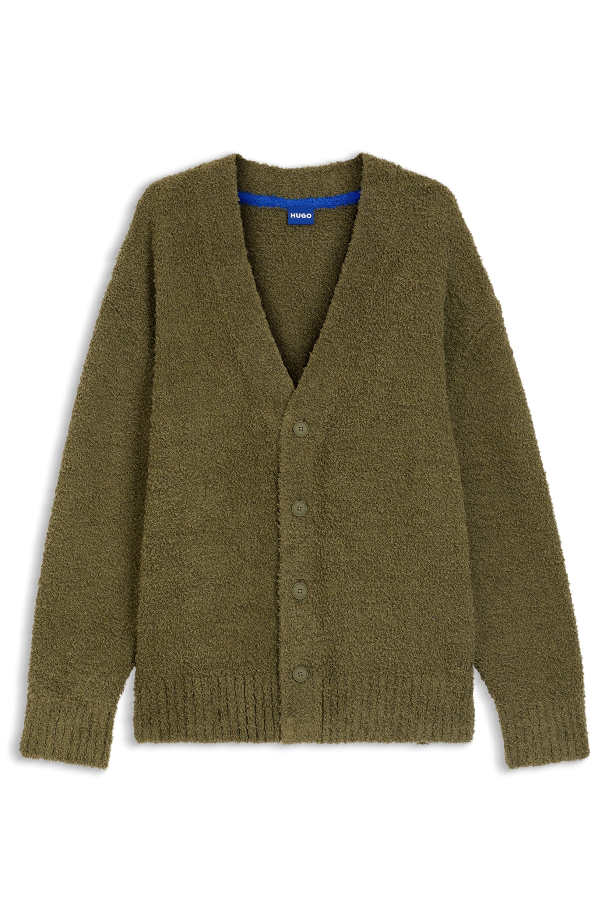 HUGO Blue Strickjacke »Sonou« V-Ausschnitt, Oversized fit, Bouclé-Strick