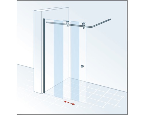 Inloopdouchecabine inclusief schuifdeur Schulte MasterClass, breedte 120 cm, scharnier links, helder glas, profielkleur chroom