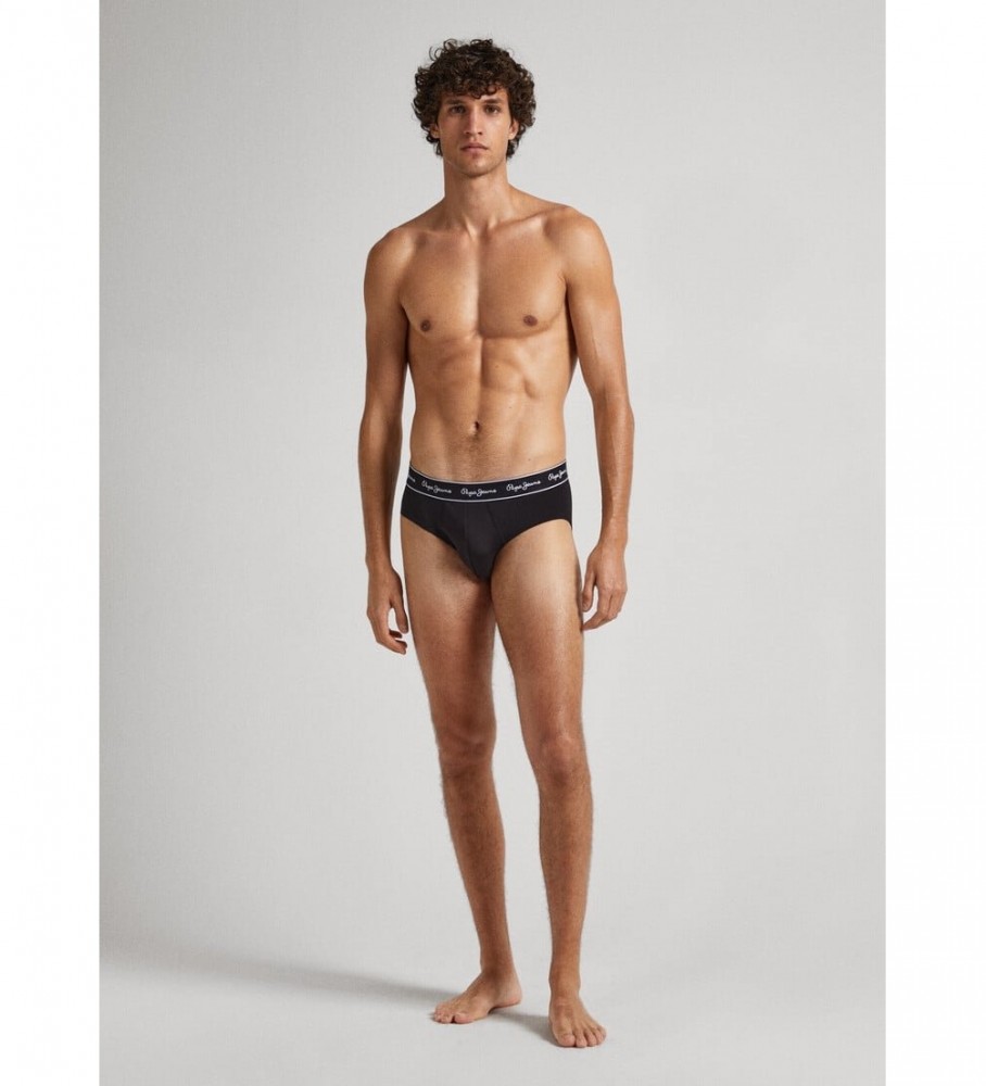 Pacote com 3 calcinhas clássicas Pepe Jeans pretas