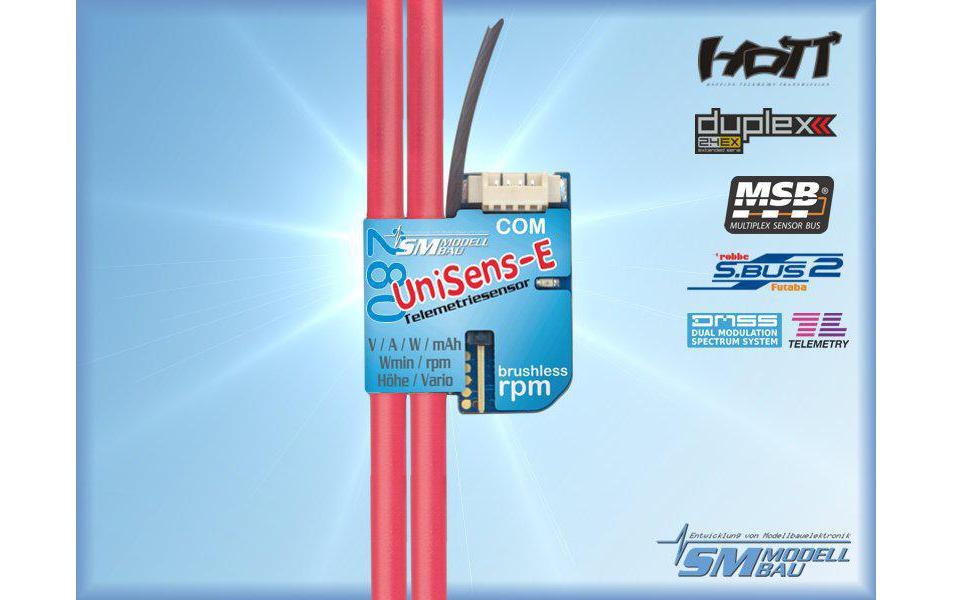 Telemetriemodul UniSens-E 280 A 2x 4-mm²-KabelTelemetrie Sensor