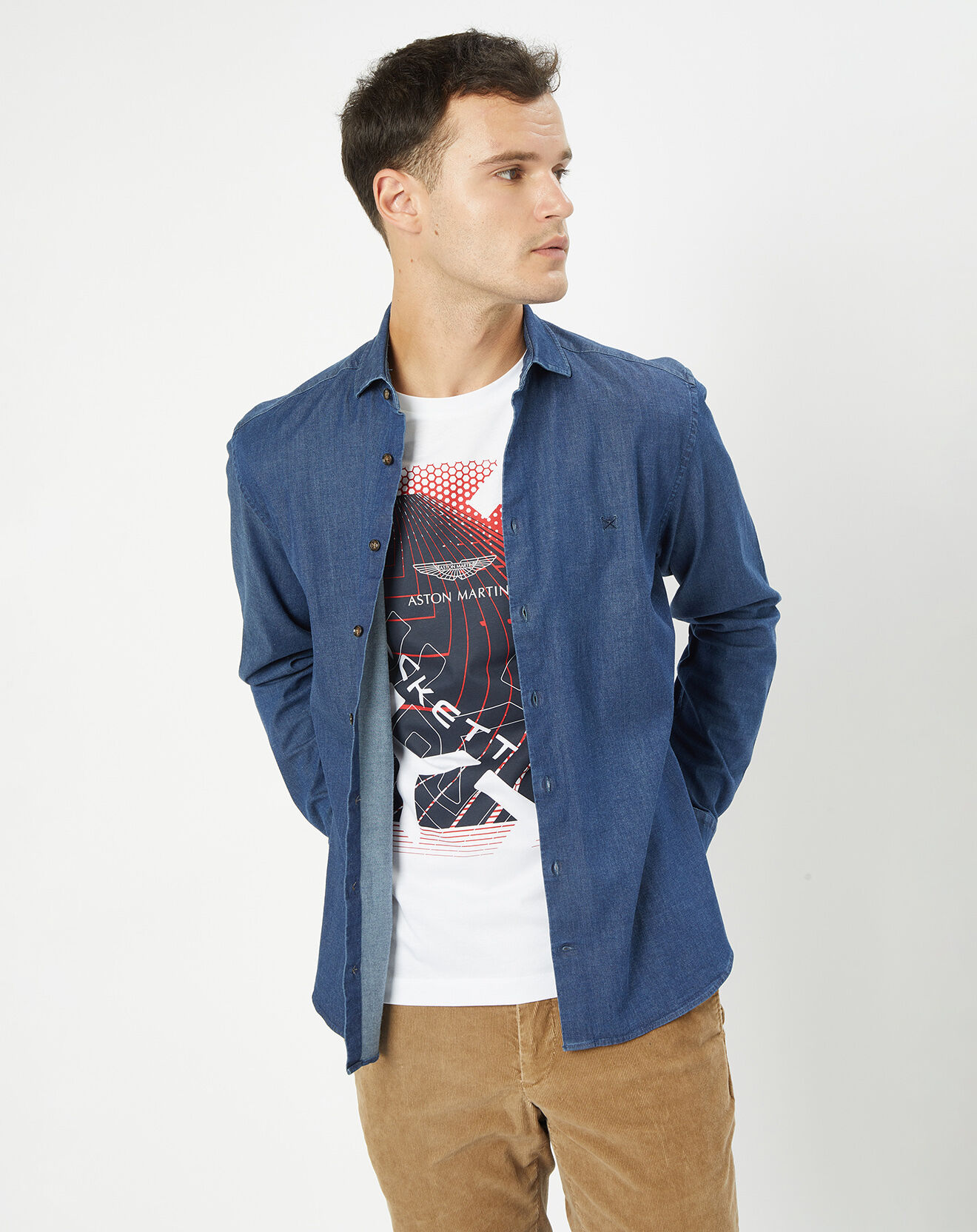 Hackett London Chemise Slim Fit en Denim bleu foncé