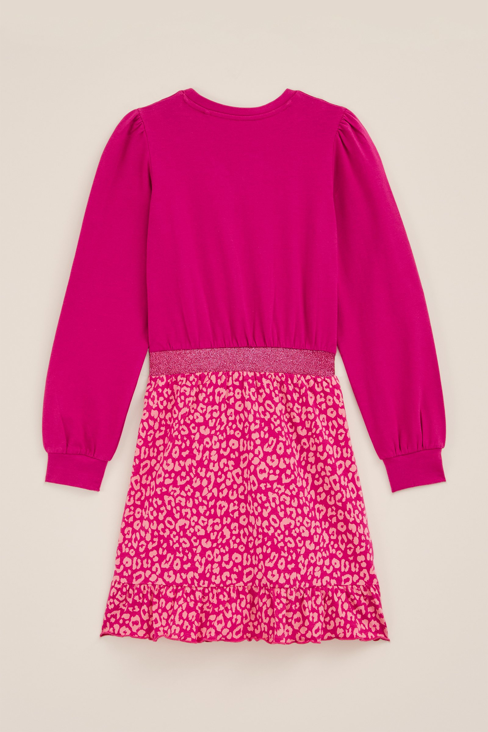 Meisjes jurk met dessin WE Fashion Felroze