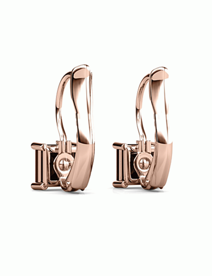 Square Earrings Black Rose Gold