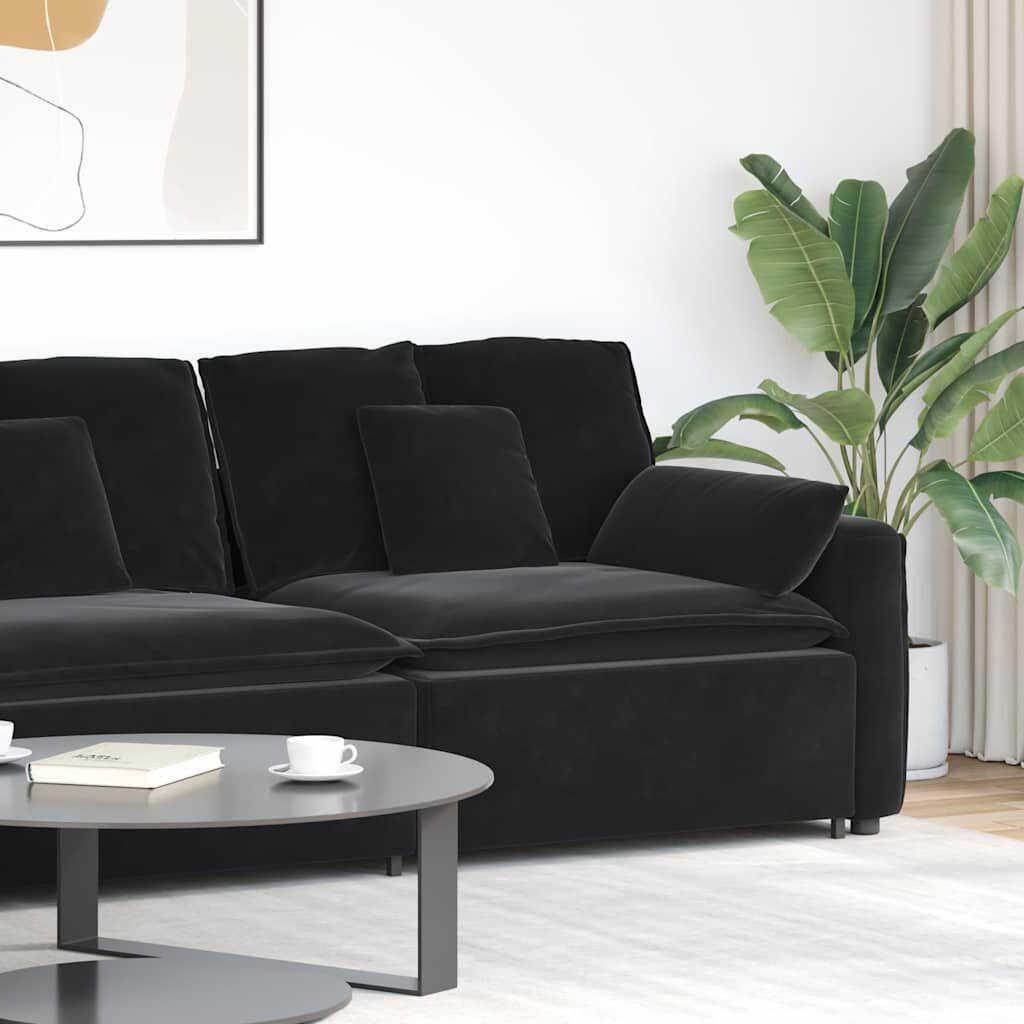vidaXL Modulaire bank met armleuningen en kussens, zwart 100 cm