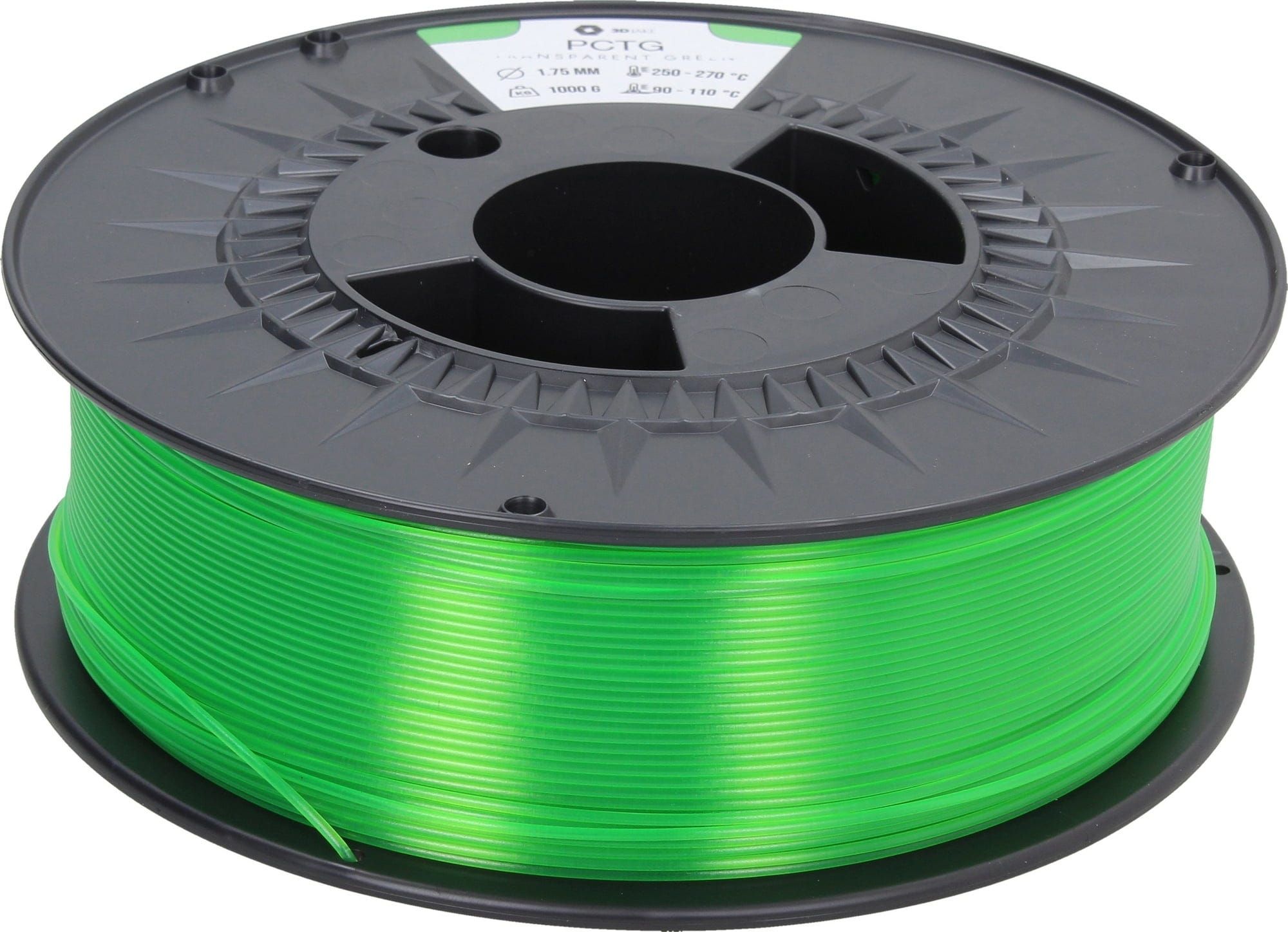 3DJAKE  PCTG Transparent Grün, 1,75 mm / 1000 g    Temperatur- & chemikalienbeständiges PCTG Filament mit hoher optischer Klarheit