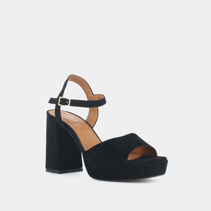 Sandales à talons hauts et bouts ouverts  en velours noir