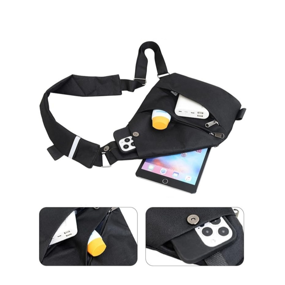 (32x23cm) Unisex Schultertasche Fashion Crossbody Sling Bag - Schwarz