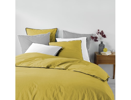 DOUCEUR D'INTERIEUR - Drap housse linette douceur d'intérieur jaune 160 x 200