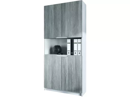 Armoire de rangement avec 5 compartiments et 4 portes, blanc mat/avola-anthracite (82 x 184 x 37 cm)