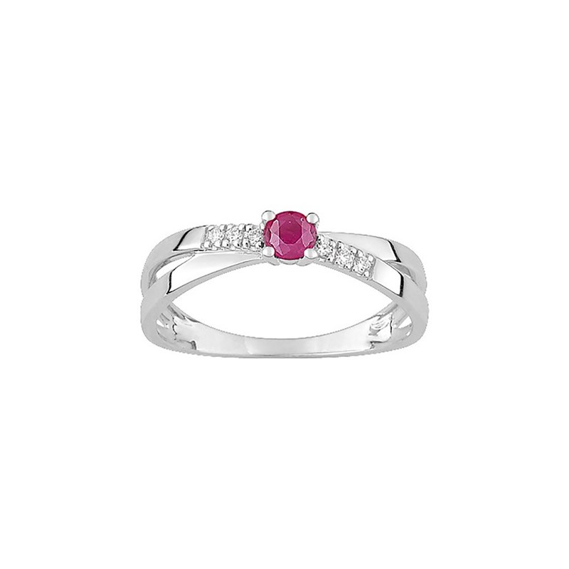 Bague Femme - Rubis - Oxyde de zirconium - Or 9 Carats