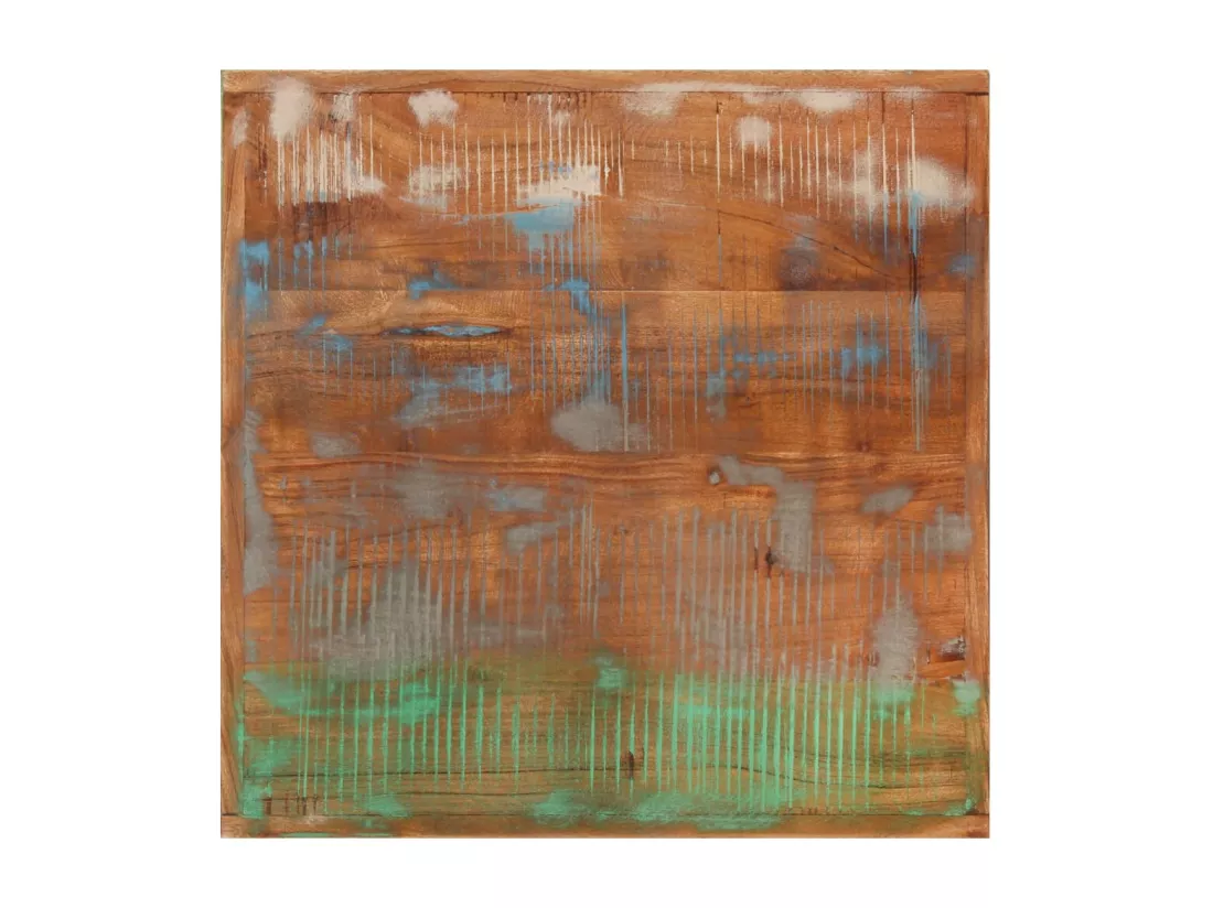 Table de bar 55x55x107 cm bois massif de récupération et fer