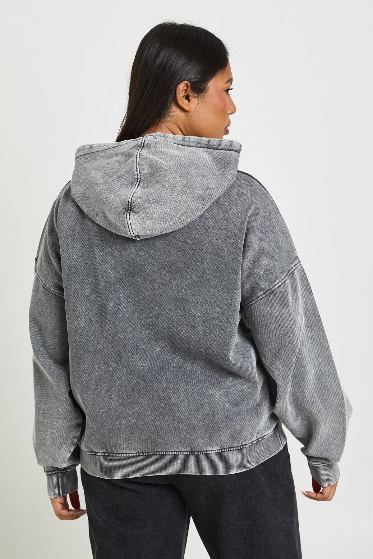 boohoo Sweat à Casynthétiqueche Oversize Délavé à l'Acide Grande Taille