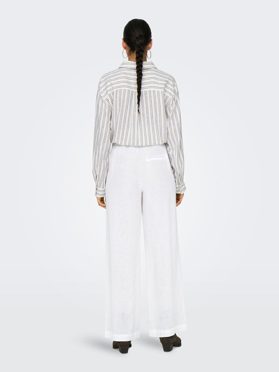 ONLTOKYO2025 Hohe Taille Gerade geschnitten Hose mit weitem Beinschnitt Bright White