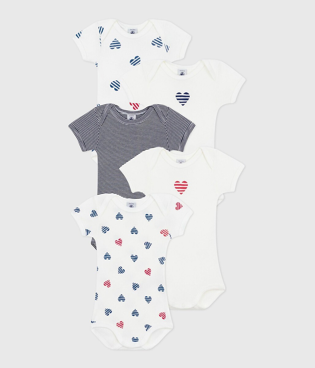 PETIT BATEAU<br>Conjunto de 5 bodies de manga curta
