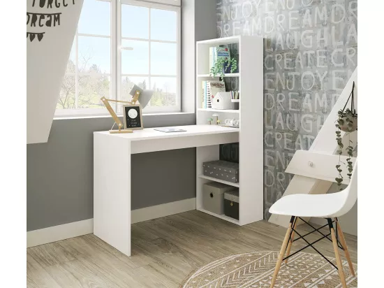 Buffet avec 3 portes coloris Blanc Artik / Ciment en mélamine - Dim: 80 x 144 x 42 cm
