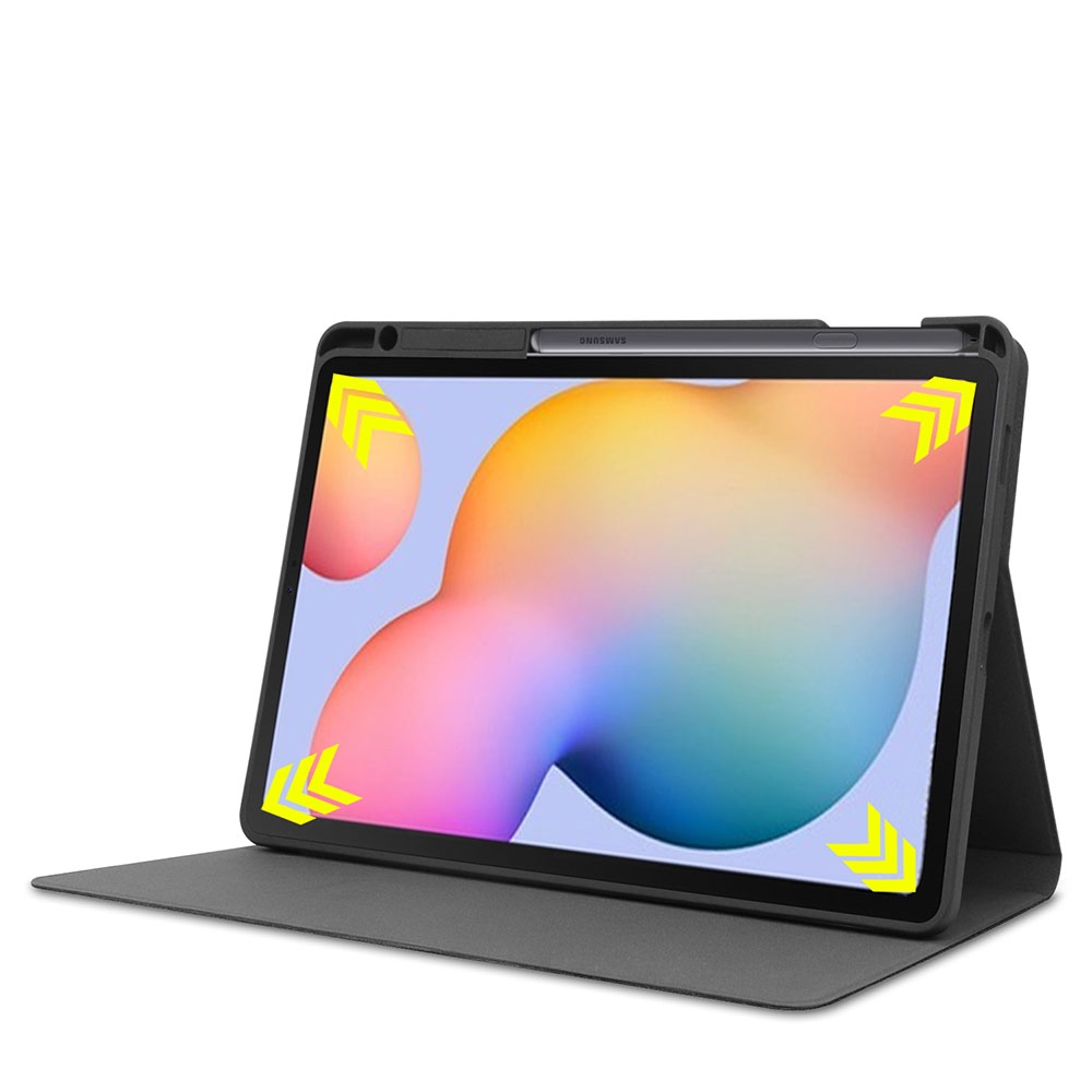 Samsung Galaxy Tab S6 Lite (2024/2022/2020) Leder Tasche Flip Cover S-Pen Halterung - Schwarz