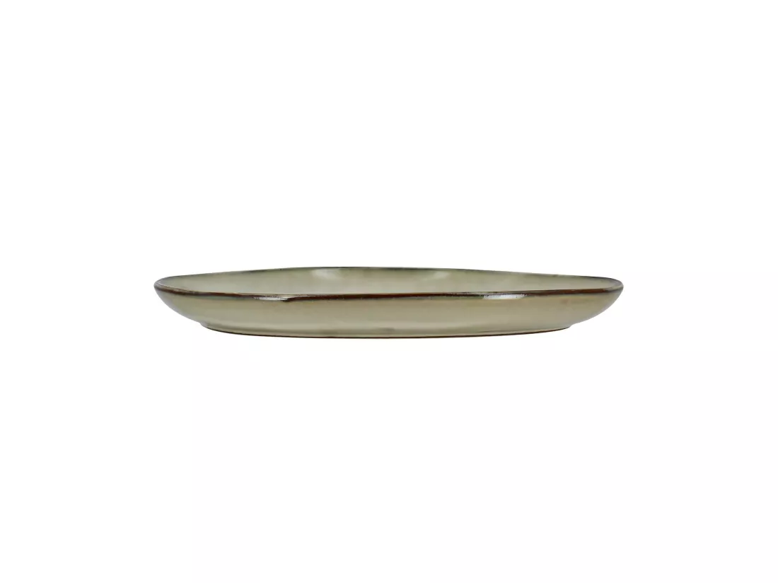 Ogo Living - Plat Ovale Nakuru 33cm En Gres Gris Et Beige