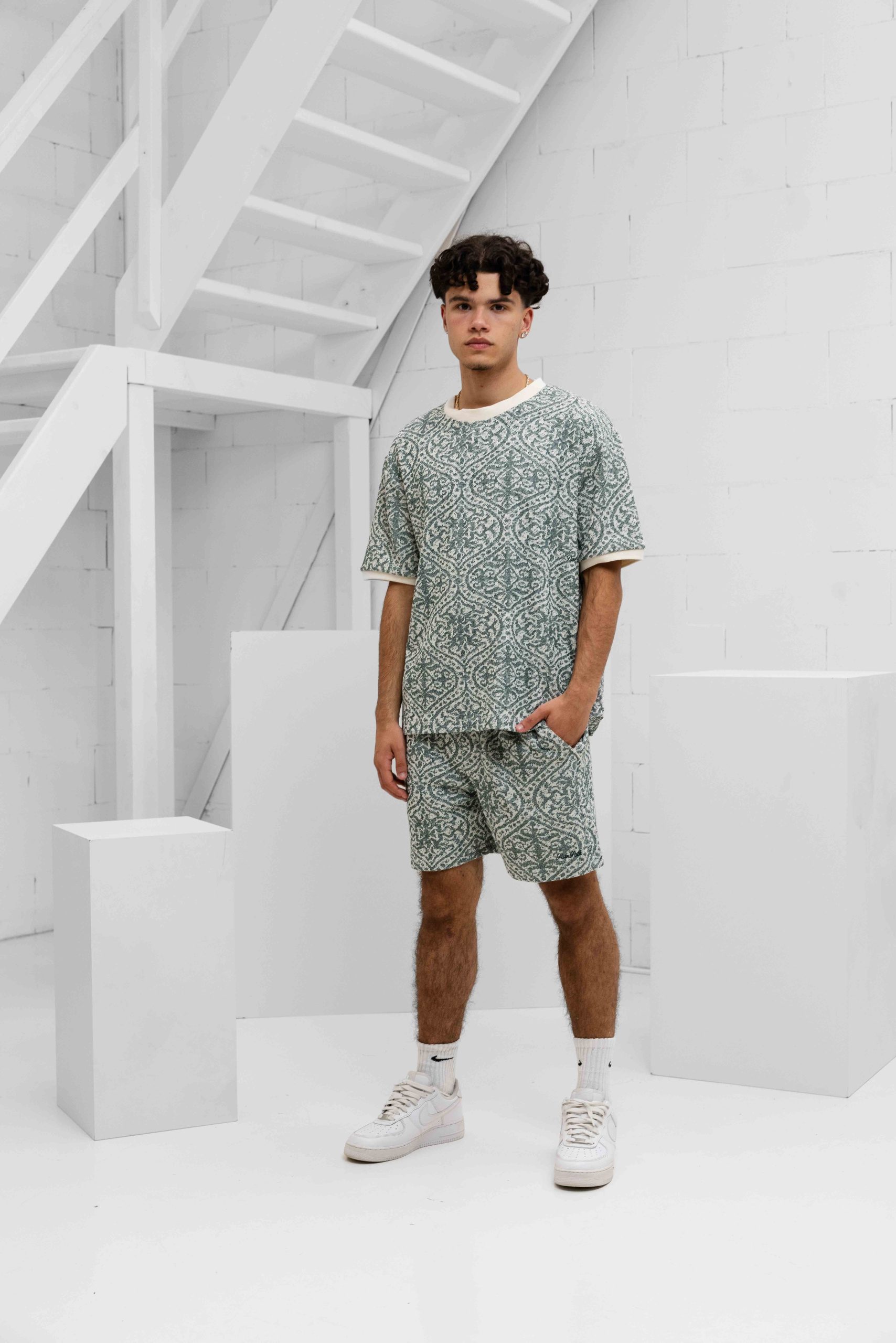Pure Path Jacquard Set Heren Groen/Wit