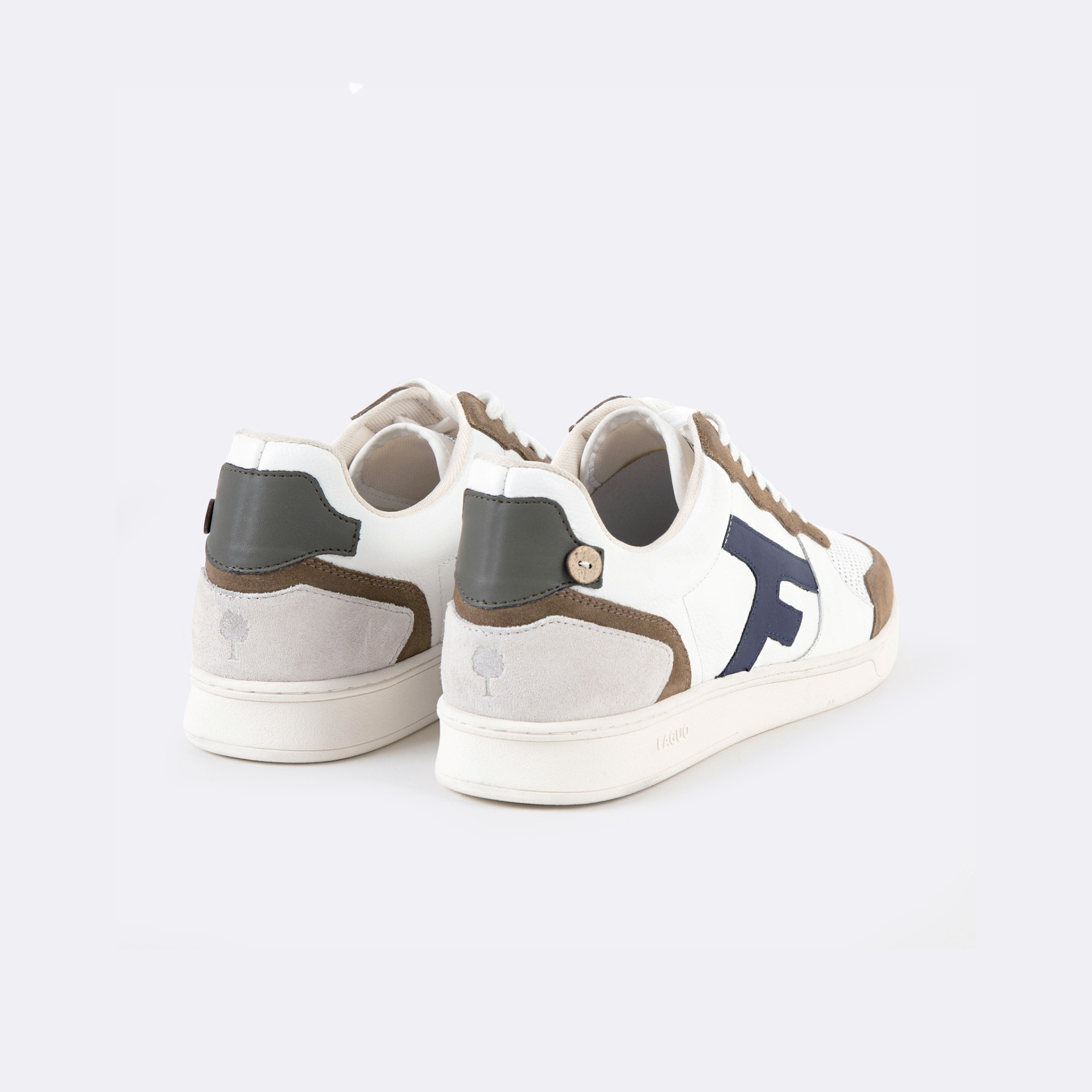 Baskets écrue & marron cuir et suède - modèle Hazel