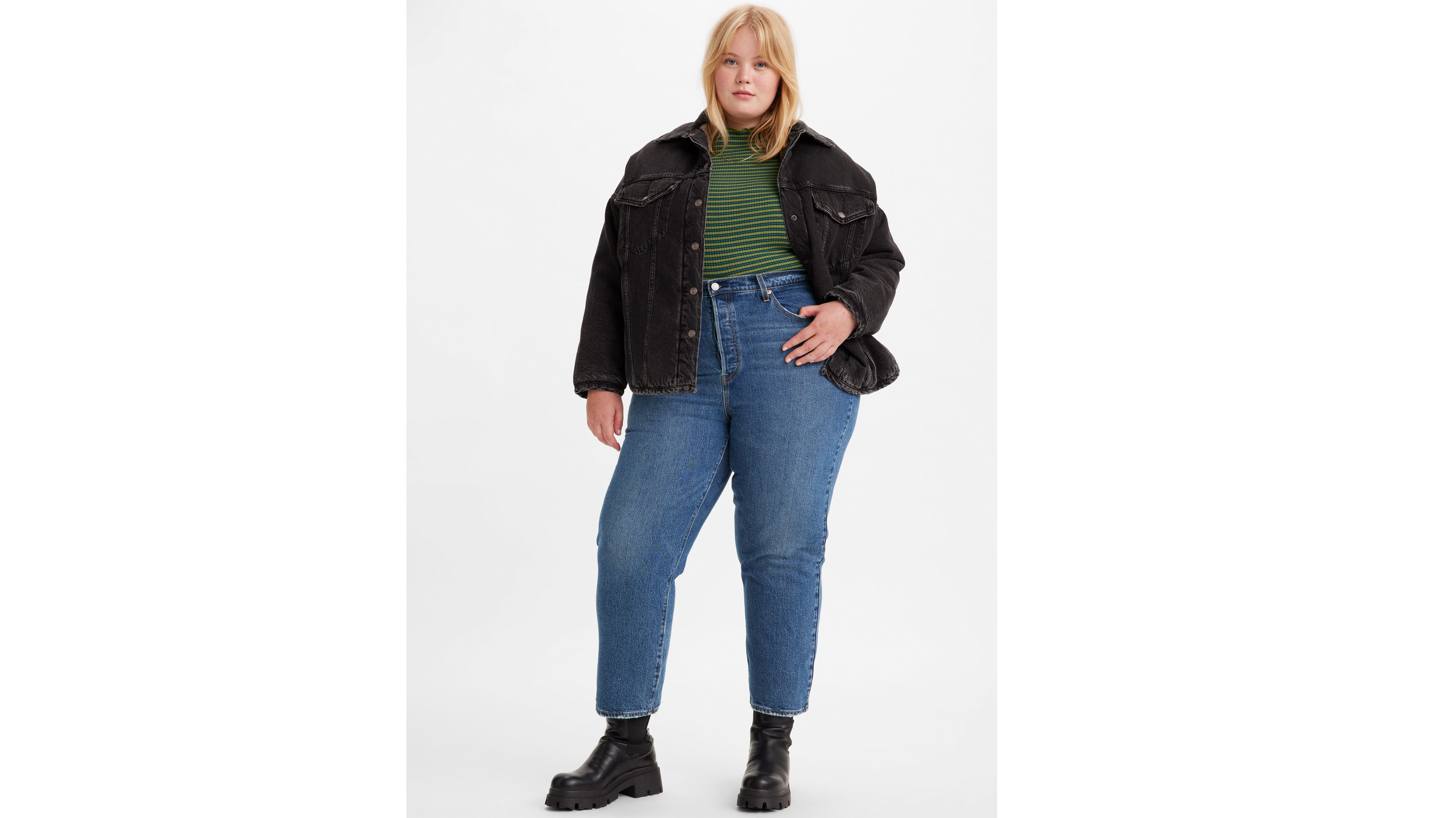 Jean Ribcage droit cheville (grandes tailles) - Dark Indigo Worn In - Bleu