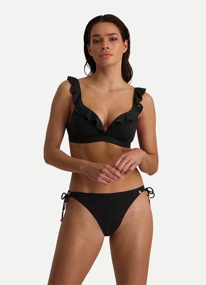 Beachlife  Black Embroidery Padded Top