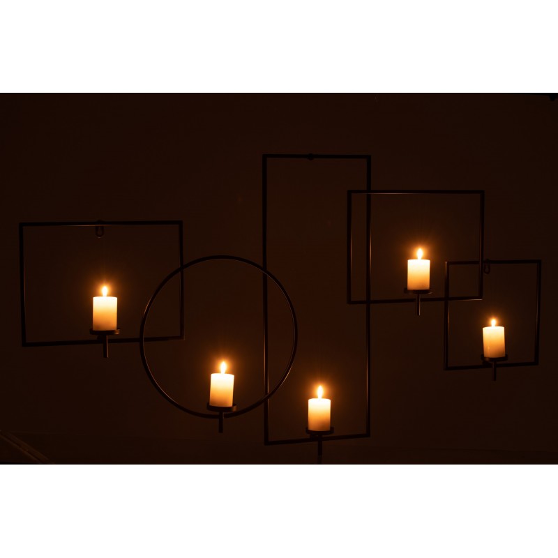 Bougeoir décoratif attaché en métal noir 124x4x65cm