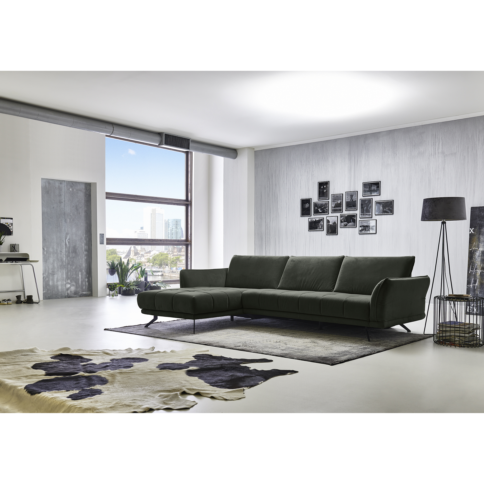 polsterpower Ecksofa - olive - Basismodell - Canapé links