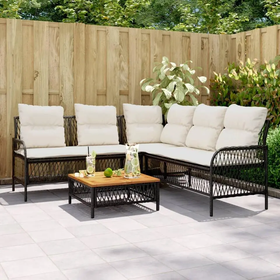 vidaXL - Loungeset - Zwart - Poly rattan