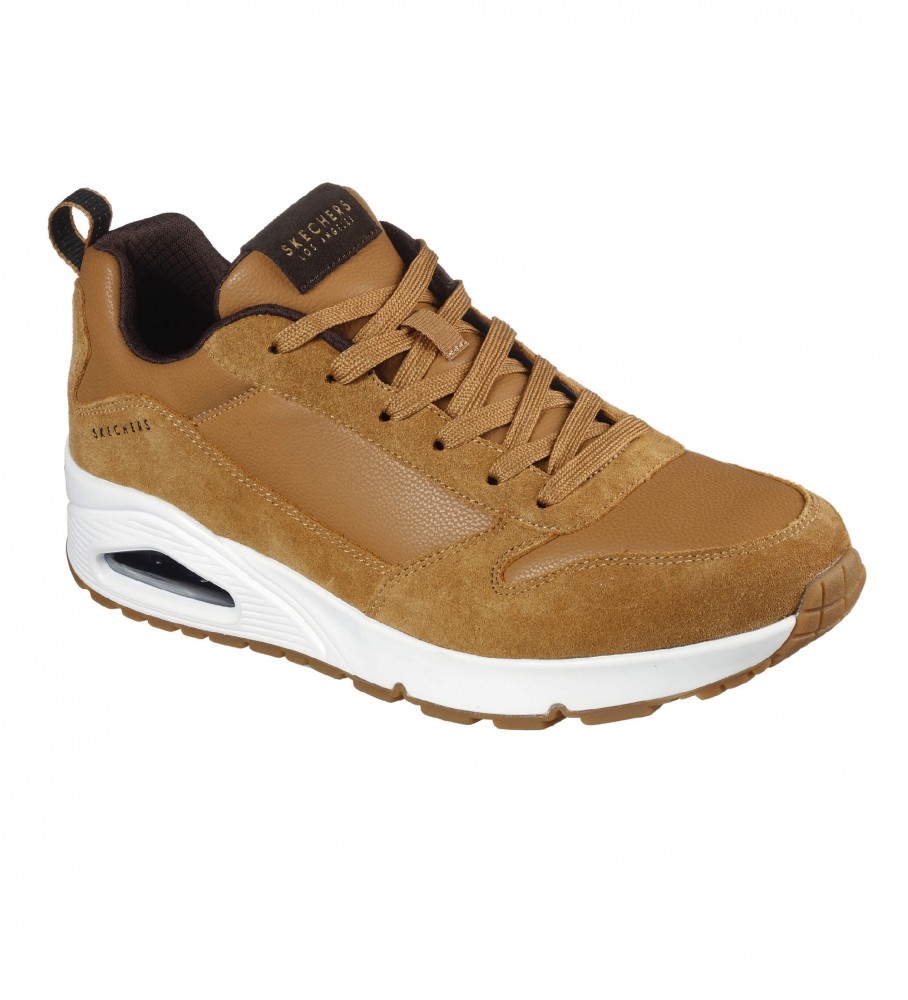 Tênis Skechers Uno de couro marrom
