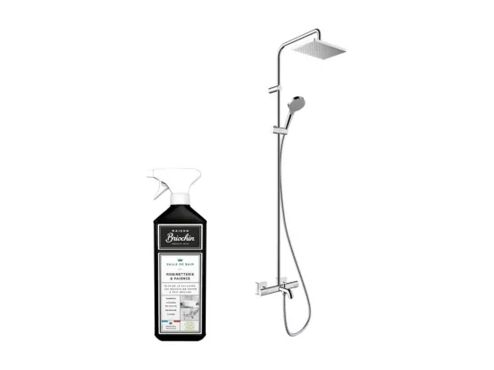 Colonne bain douche thermostatique HANSGROHE Vernis Shape 230 chromée + nettoyant Briochin