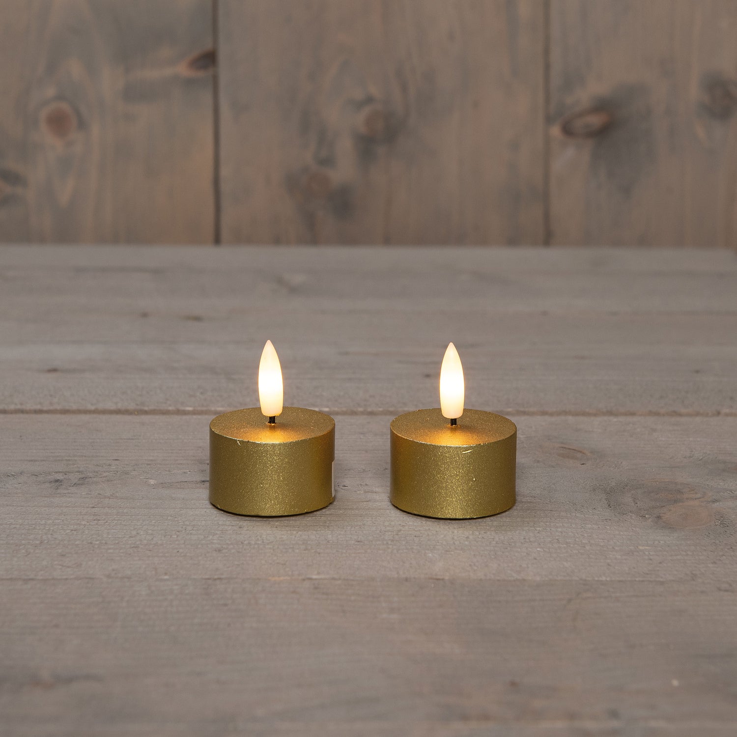 Anna's Collection LED waxinelicht met timer goud D 4 H 5 cm 2 stuks