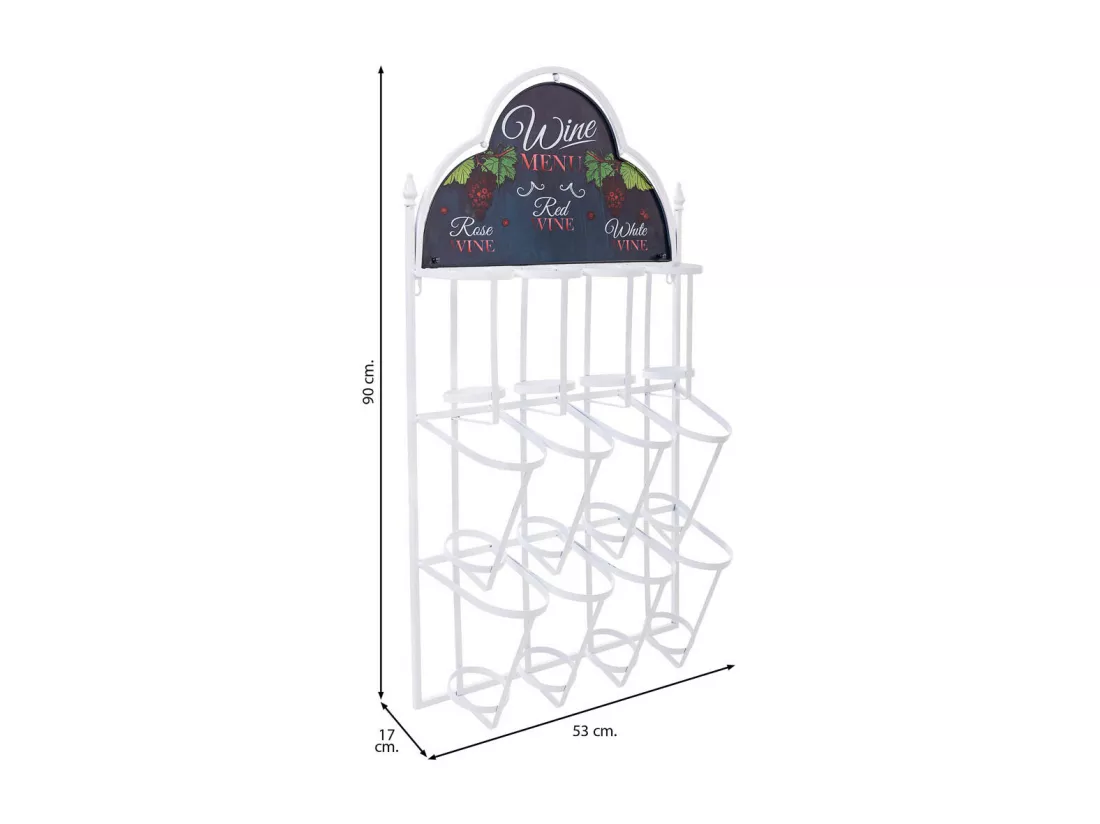 Casier mural en métal pour 8 bouteilles 53x17x90h cm