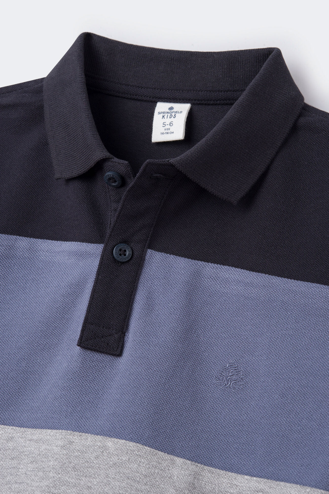 Camisa polo de manga comprida com blocos de cores para meninos