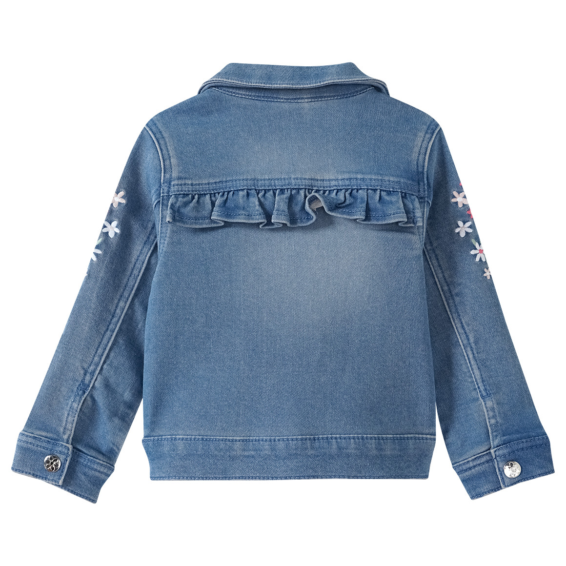 Topomini Baby Jeansjacke mit Blumen-Stickerei blau