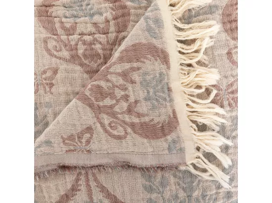 Dessus de Lit en Coton Ivoire Beige et Bleu 240 x 260 cm
