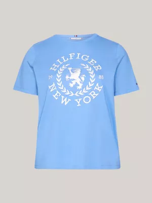 Camiseta Curve com gola redonda e bordado de brasão