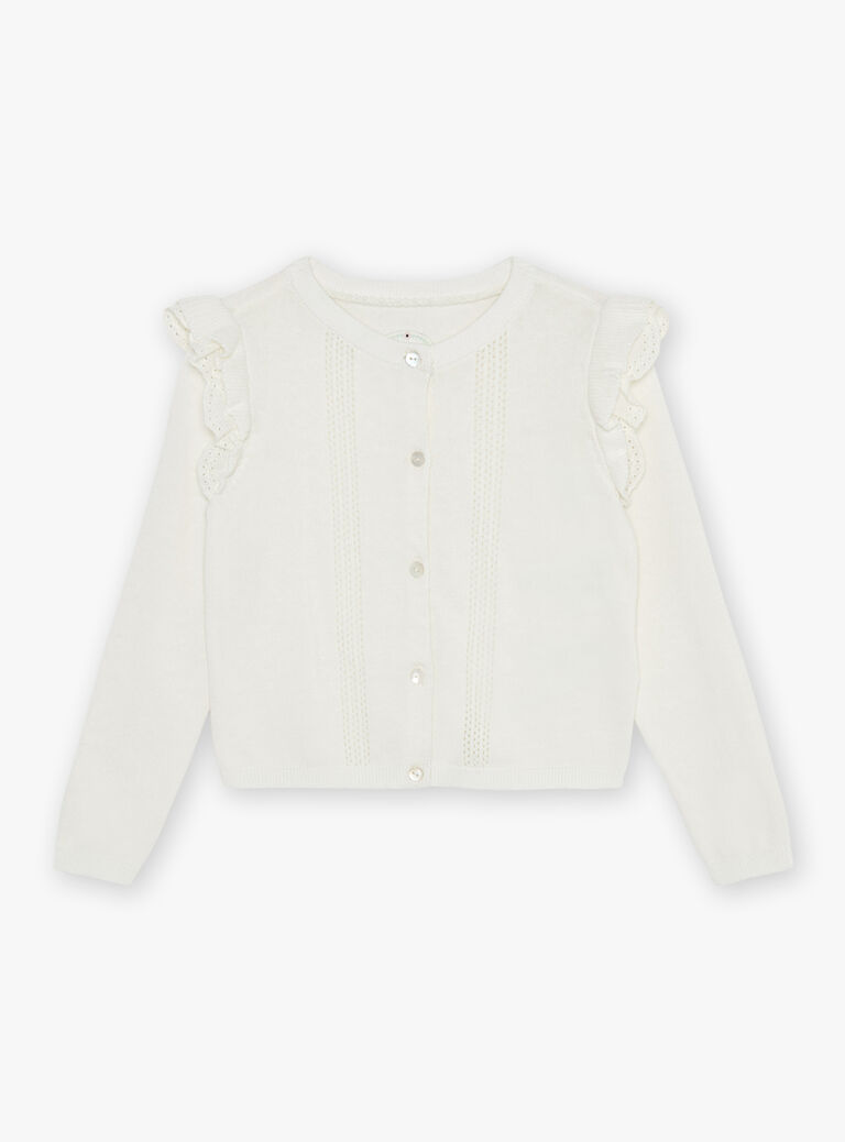 Gilet écru ajouré et volanté