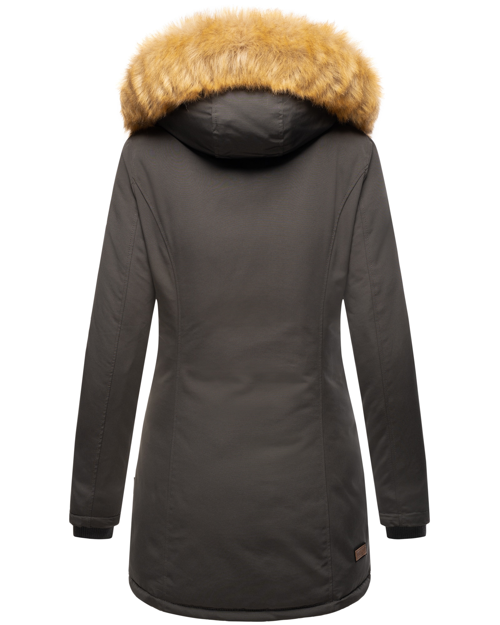 MARIKOO Damen edler Wintermantel Parka mit Kunstfellkapuze Karmaa