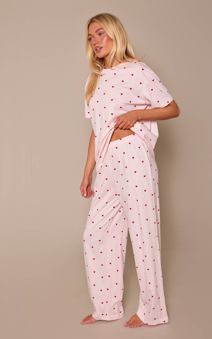 Rose Bébé Haut De Pyjama Boxy & Pantalon Imprimé Cœurs