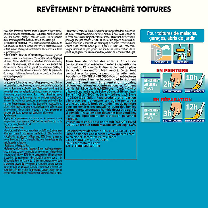 Peinture revêtement d'étanchéité toitures fortement élastique Julien mat brun rouge 0,75L