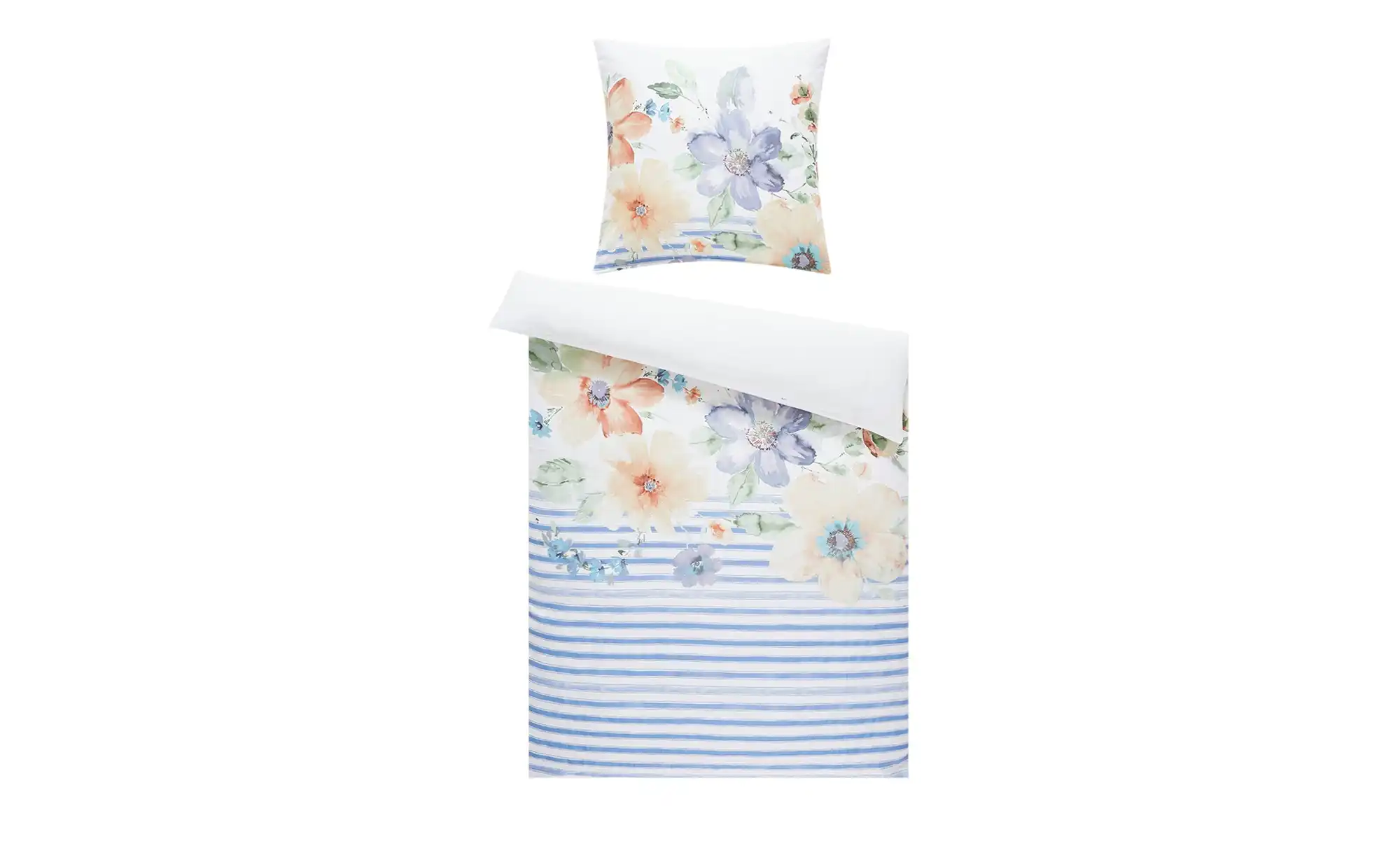 AURO Satin Bettwäsche Floral Streifen
