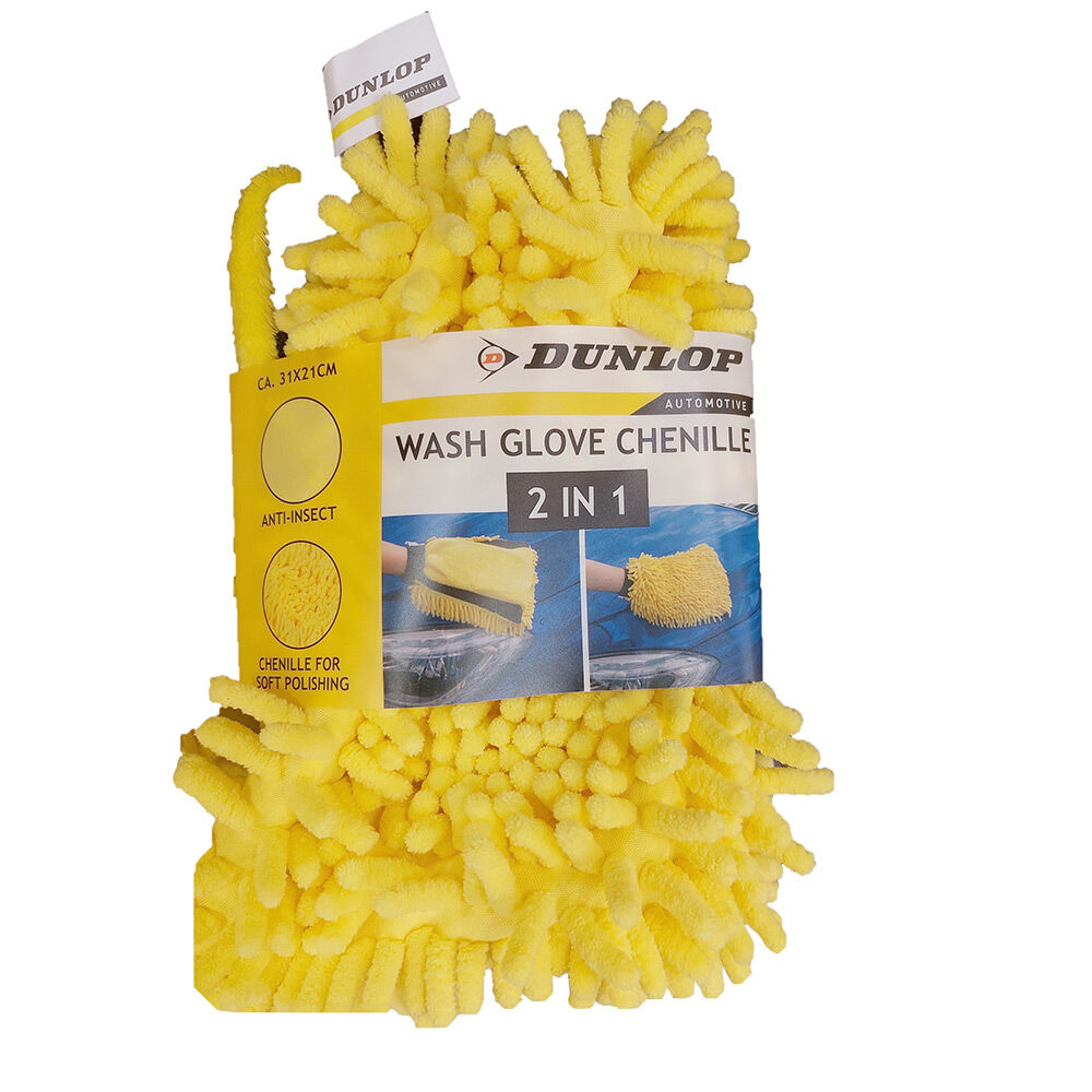 Éponge lavage voiture 2en1 Dunlop microfibre chenille jaune