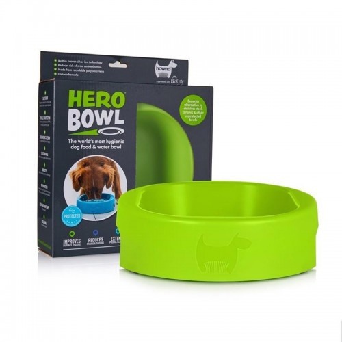 Tigela antibacteriana Hero Hownd para cães, verde