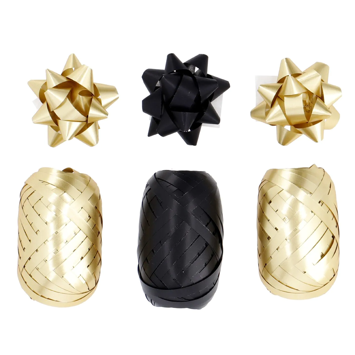 Geschenkband-Set Schleife, gold/schwarz, 6-teilig