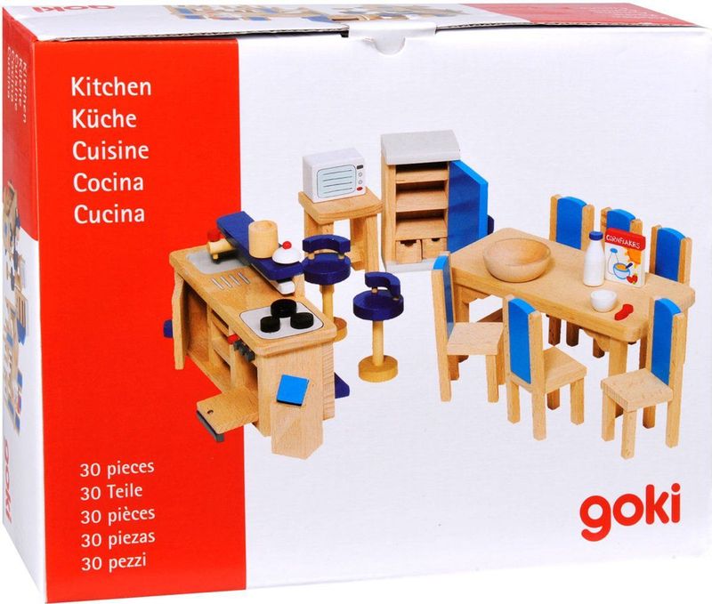 Goki - Poppenhuis Meubeltjes - Keuken - Hout - 30 Stuks