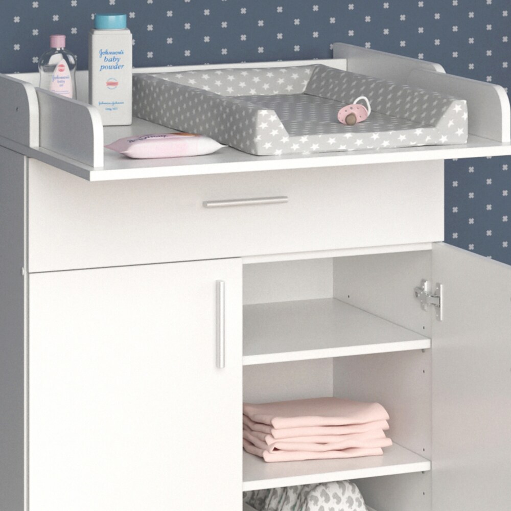 Vicco Wickeltisch Wickelkommode Wickelschrank Lena Weiß Wickelaufsatz Schublade