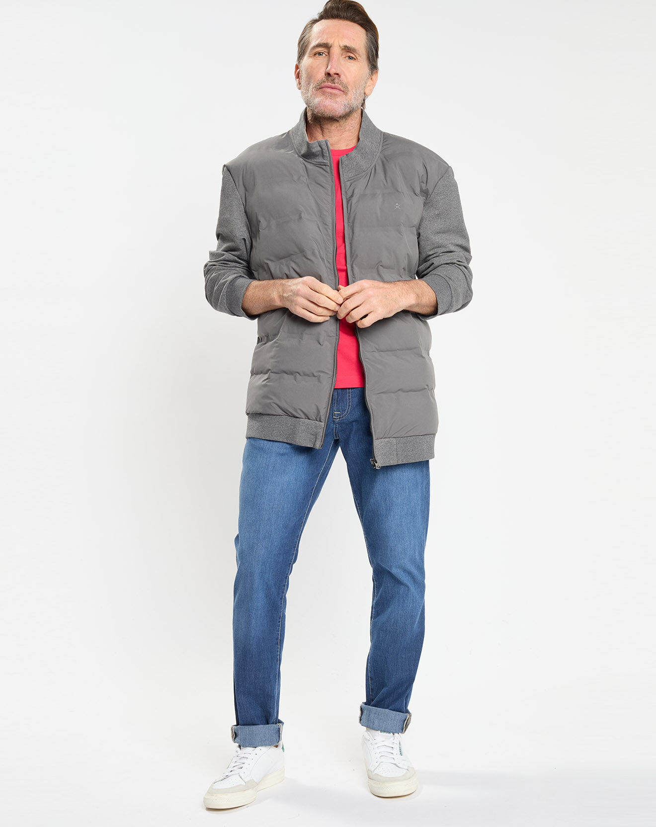 Hackett London Gilet Hybride bimatière gris foncé