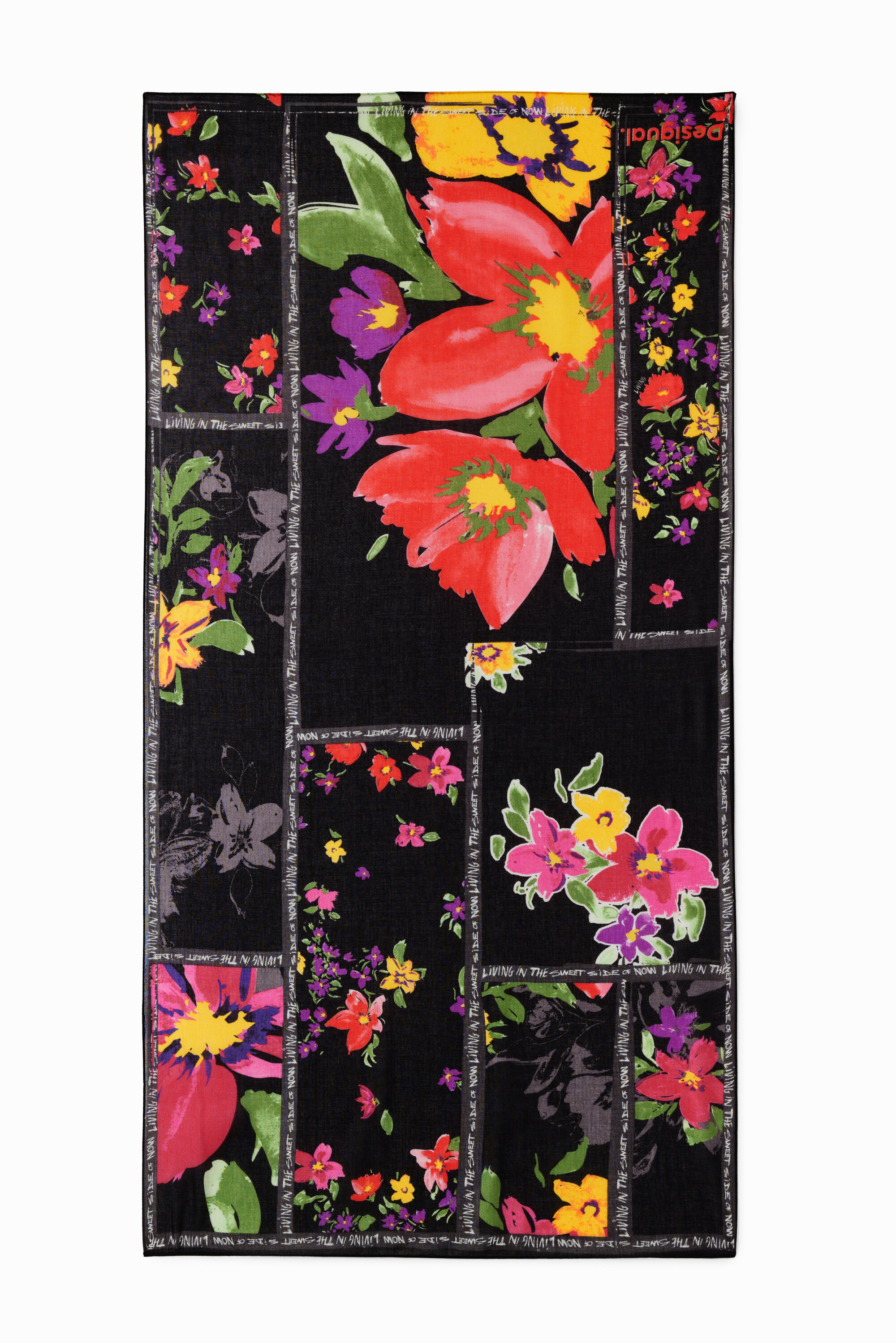 Foulard rectangulaire patchwork floral
