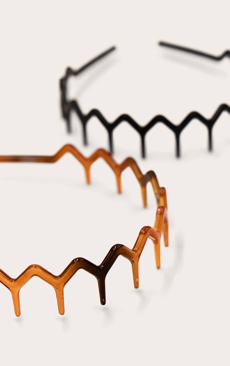 Noir Lot De 2 Serre-têtes Zigzag Marron Et Noir