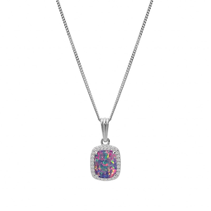 Collier Argent - Opale violette